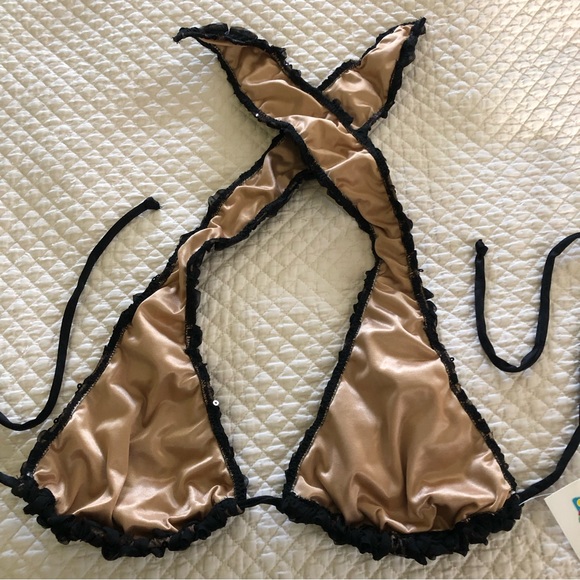 Sequin Mesh and Lace 5-Way Bikini Top D to DDD Custom Made by Pango Pango - Picture 12 of 13